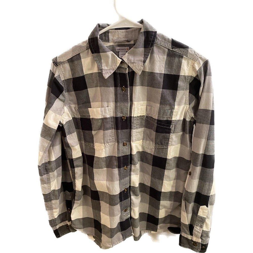 Carhartt Plaid Shirt Size small Fairview 103085 Black Lightweight Roll Tab